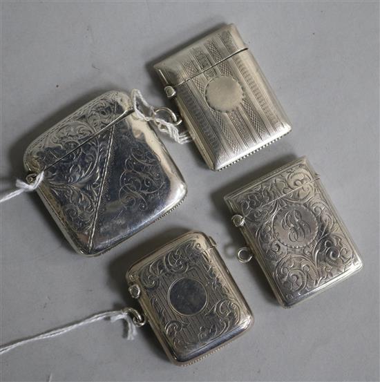 Four Victorian/Edwardian silver vesta cases,